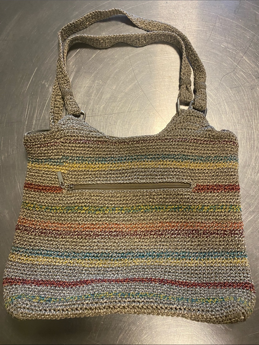 The Sak Handwoven Multicolor Stripe Tote Bag - Beige Base